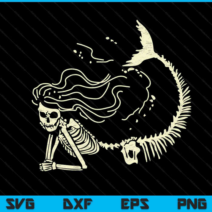 Mermaid skeleton cute Halloween costume SVG cut file