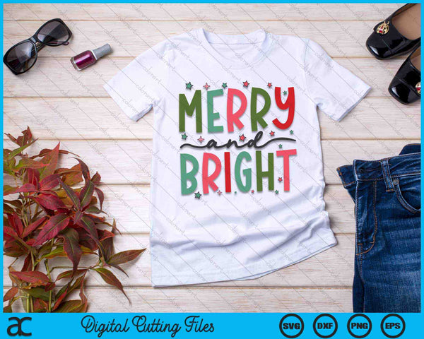 Merry And Bright Christmas SVG PNG Digital Cutting Files