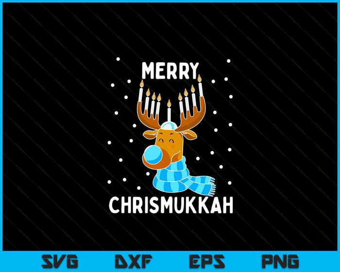 Merry Chrismukkah Jewish Christmas Hanukkah Reindeer Menorah SVG PNG Digital Printable Files