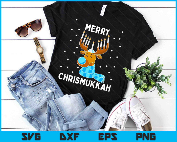 Merry Chrismukkah Jewish Christmas Hanukkah Reindeer Menorah SVG PNG Digital Printable Files