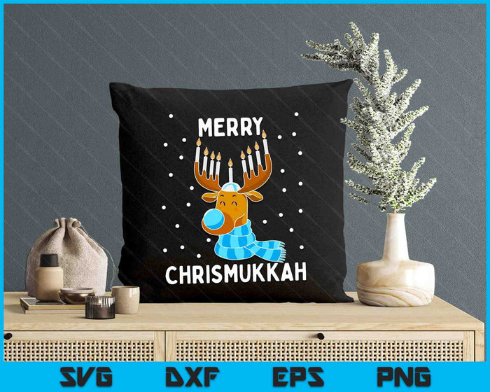 Merry Chrismukkah Jewish Christmas Hanukkah Reindeer Menorah SVG PNG Digital Printable Files