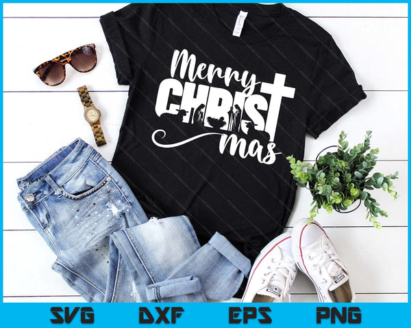 Merry Christ Mas Christian Christmas Jesus Christmas Family SVG PNG Digital Printable Files