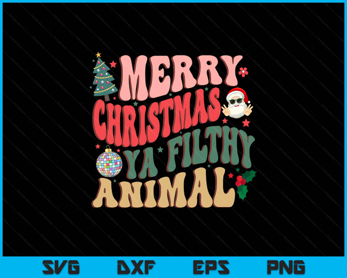 Merry Christmas Animal Filthy Ya Groovy Xmas Pajama Retro SVG PNG Digital Printable Files