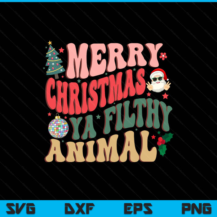 Merry Christmas Animal Filthy Ya Groovy Xmas Pajama Retro SVG PNG Digital Printable Files