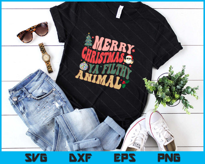 Merry Christmas Animal Filthy Ya Groovy Xmas Pajama Retro SVG PNG Digital Printable Files