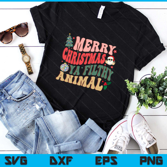 Merry Christmas Animal Filthy Ya Groovy Xmas Pajama Retro SVG PNG Digital Printable Files