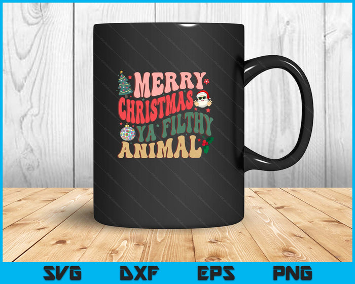 Merry Christmas Animal Filthy Ya Groovy Xmas Pajama Retro SVG PNG Digital Printable Files