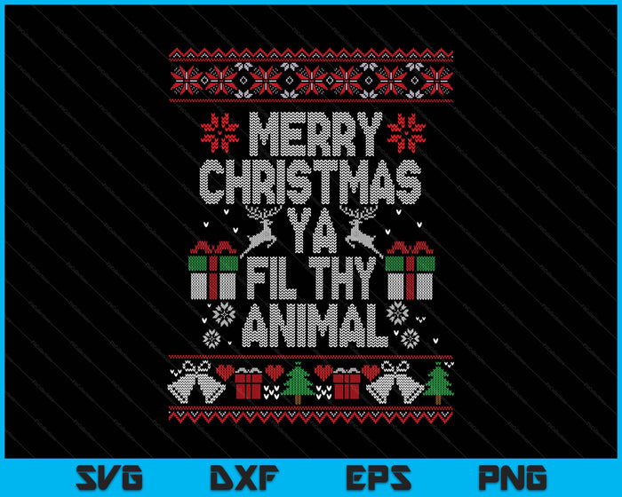 Merry Christmas Animal Filthy Ya Xmas Pajama SVG PNG Digital Printable Files