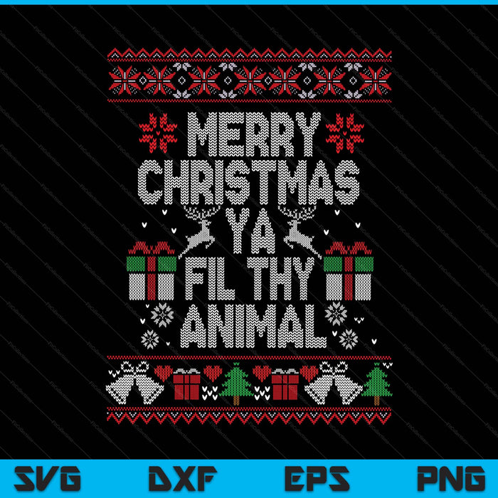 Merry Christmas Animal Filthy Ya Xmas Pajama SVG PNG Digital Printable Files