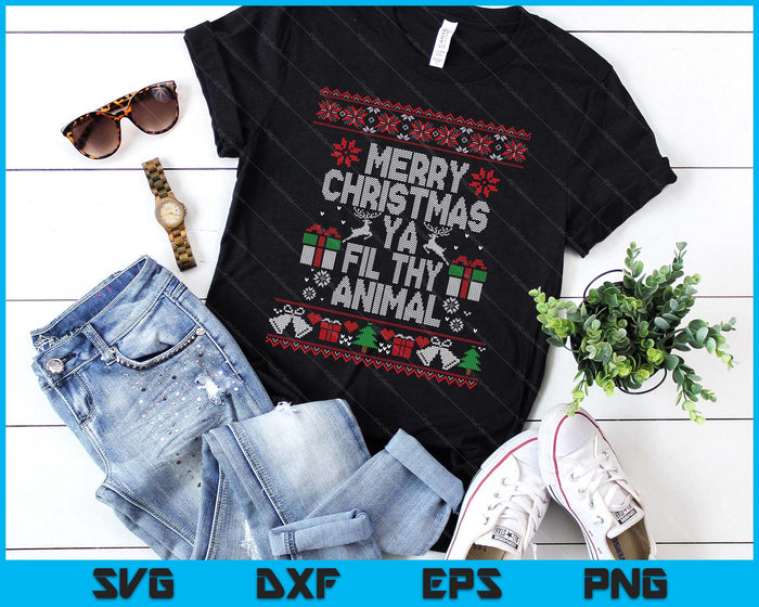 Merry Christmas Animal Filthy Ya Xmas Pajama SVG PNG Digital Printable Files