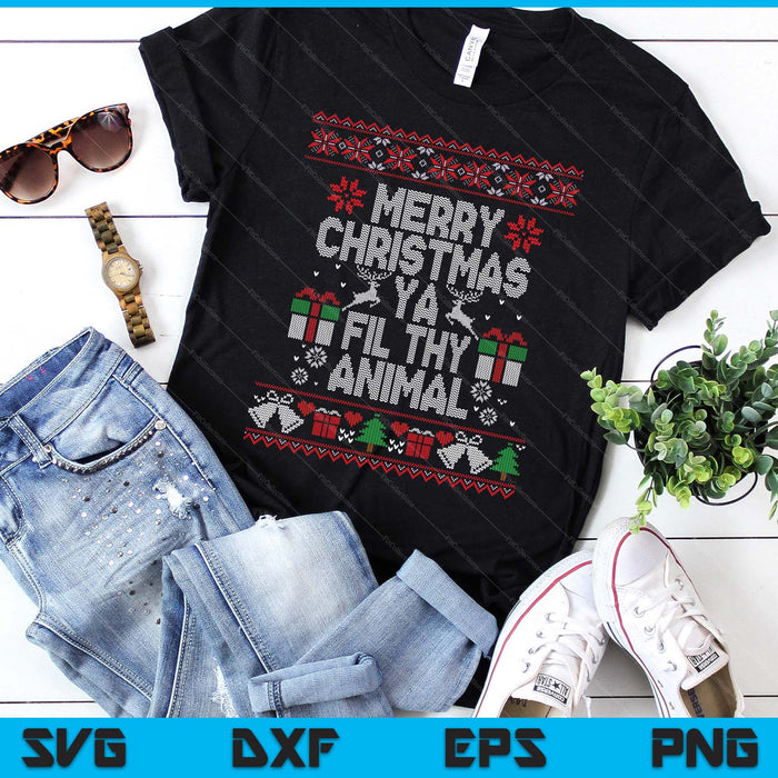 Merry Christmas Animal Filthy Ya Xmas Pajama SVG PNG Digital Printable Files
