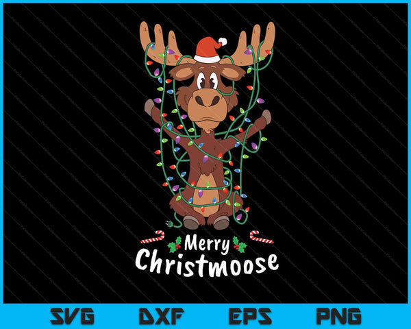 Merry Christmas Elk Christmas Tree Lighted SVG PNG Digital Printable Files