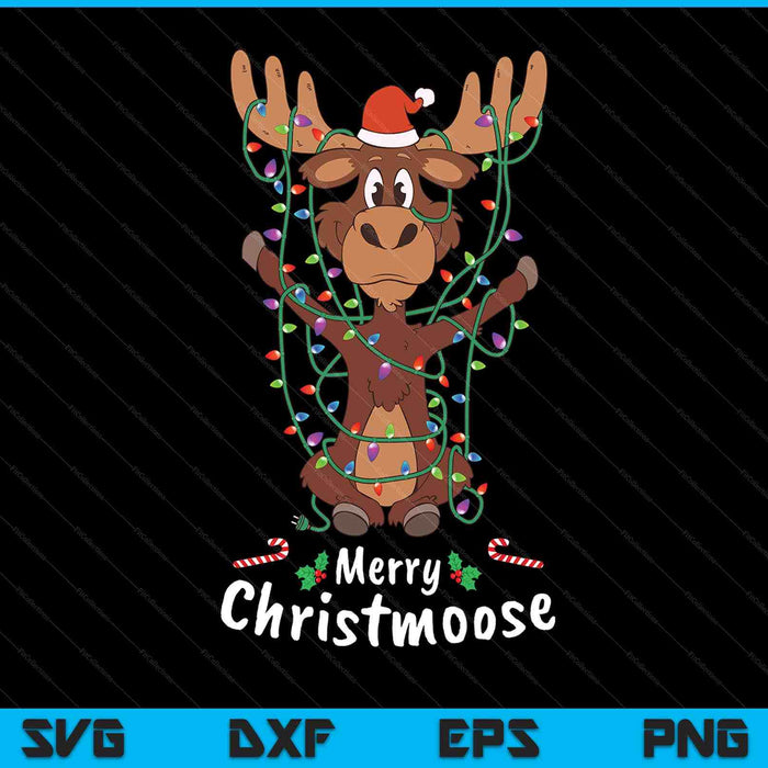 Merry Christmas Elk Christmas Tree Lighted SVG PNG Digital Printable Files