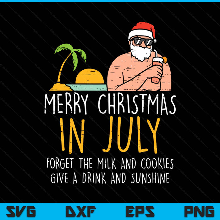 Merry Christmas In July Santa Beach Cocktail Summer Xmas SVG PNG Digital Printable Files