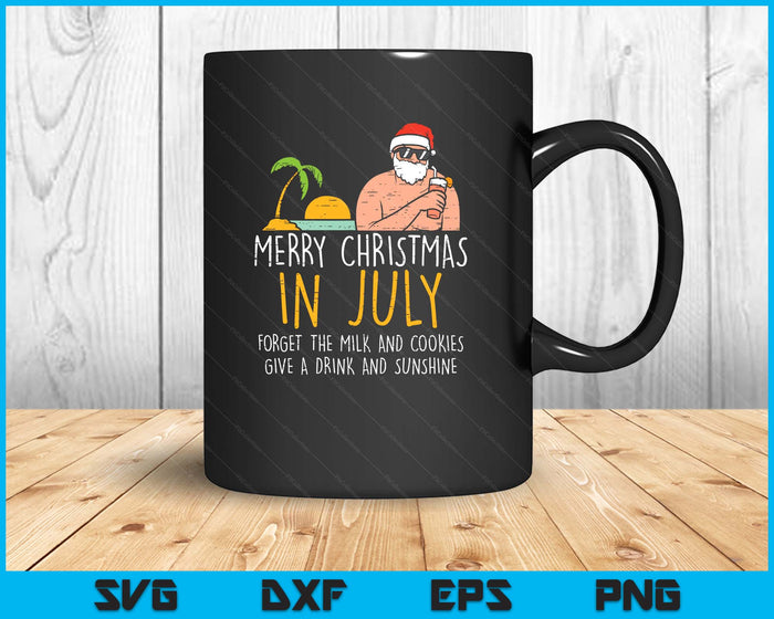 Merry Christmas In July Santa Beach Cocktail Summer Xmas SVG PNG Digital Printable Files