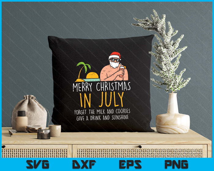 Merry Christmas In July Santa Beach Cocktail Summer Xmas SVG PNG Digital Printable Files