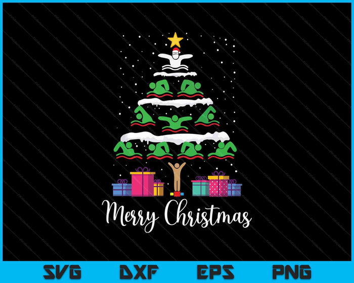 Merry Christmas Santa Christmas Tree Swiming Lover Swimmer SVG PNG Digital Printable Files