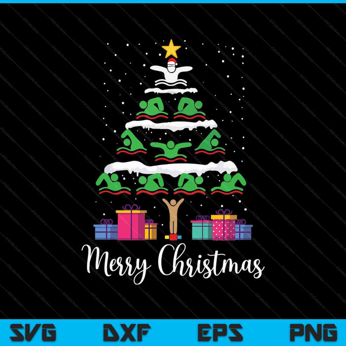 Merry Christmas Santa Christmas tree swiming lover swimmer SVG cut file