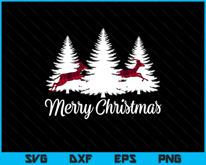 Merry Christmas Shirt For Women Buffalo Plaid Reindeer Tree SVG PNG Digital Printable Files