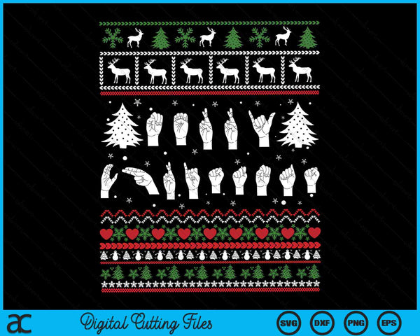 Merry Christmas Sign Language ASL Deaf Ugly Christmas SVG PNG Digital Cutting Files