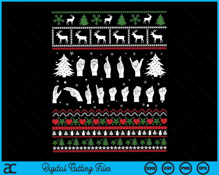 Merry Christmas gebarentaal ASL doof lelijke kerst SVG PNG digitale snijbestanden