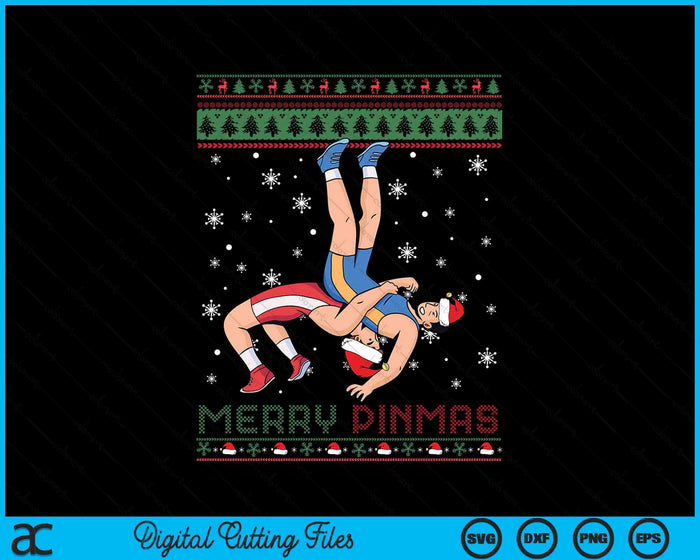 Merry Pinmas Funny Christmas Sweater Santa Wrestling Group SVG PNG Digital Printable Files