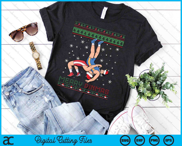 Merry Pinmas Funny Christmas Sweater Santa Wrestling Group SVG PNG Digital Printable Files