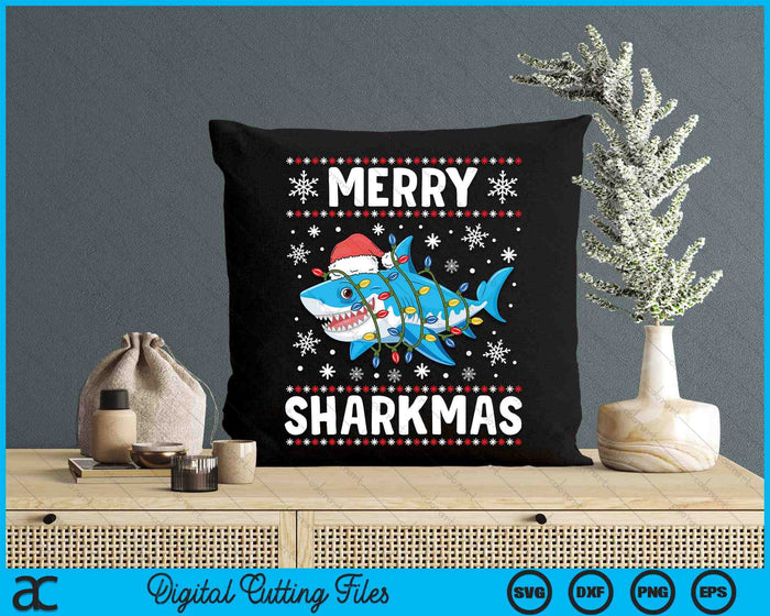 Merry Sharkmas Santa Ugly Christmas Lights Xmas SVG PNG Digital Printable Files