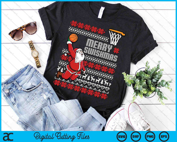 Merry Swishmas Basketball Ugly Christmas Xmas SVG PNG Digital Printable Files