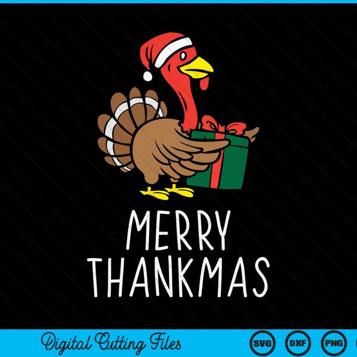 Merry thankmas Santa turkey day Thanksgiving Christmas SVG cut file
