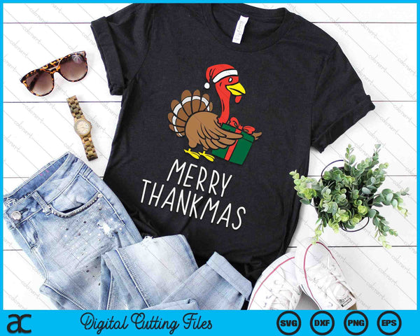 Merry Thankmas Santa Turkey Day Thanksgiving Christmas Gift SVG PNG Digital Cutting Files