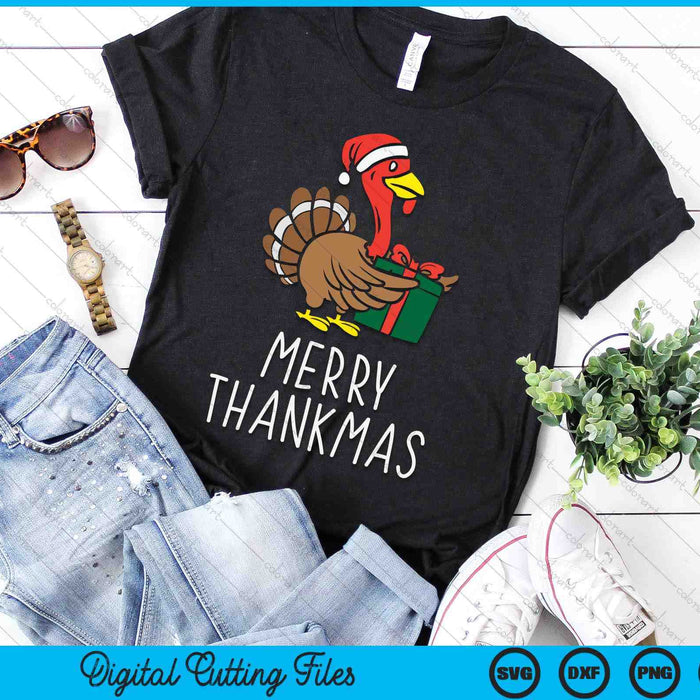 Merry Thankmas Santa Turkey Day Thanksgiving Christmas Gift SVG PNG Digital Cutting Files