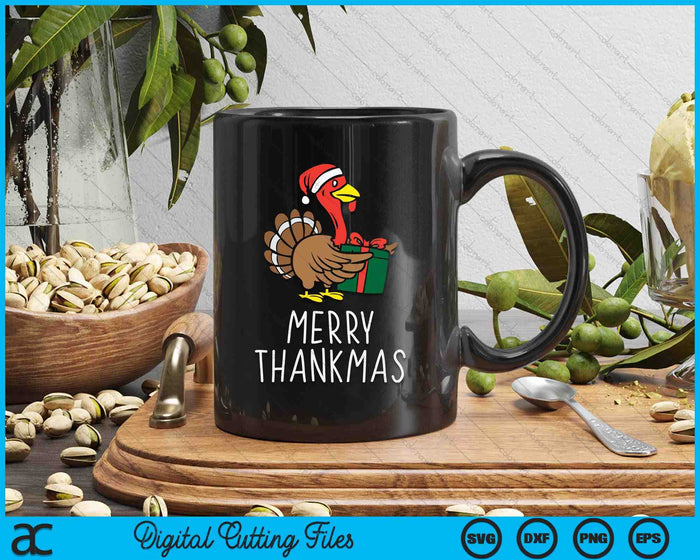 Merry Thankmas Santa Turkey Day Thanksgiving Christmas Gift SVG PNG Digital Cutting Files