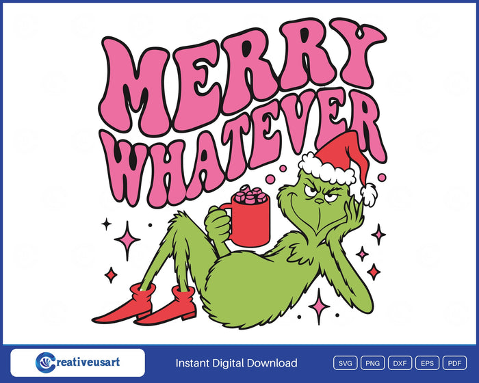 Merry Whatever Funny Christmas Cocoa SVG design on a white background