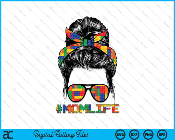 Messy Bun Mamá Vida Maestro Constructor SVG PNG Archivos de Corte Digital