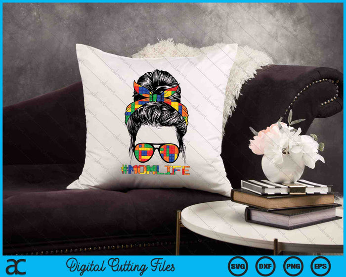 Messy Bun Mamá Vida Maestro Constructor SVG PNG Archivos de Corte Digital