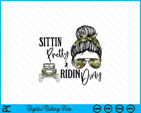 Messy bun mom sunglasses UTV offroad SXS life riding girl SVG cut file