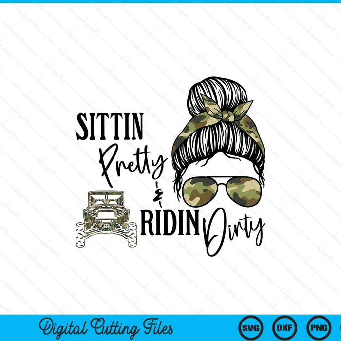 Messy bun mom sunglasses UTV offroad SXS life riding girl SVG cut file