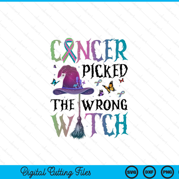 Metastatic Breast Cancer Picked The Wrong Witch Halloween SVG PNG Digital Printable Files