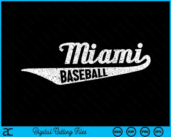 Miami Baseball Script Vintage noodlijdende SVG PNG digitale snijbestanden