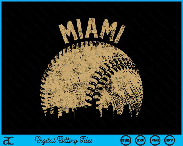 Miami Baseball Skyline Player Coach Fan SVG PNG Digital Printable Files