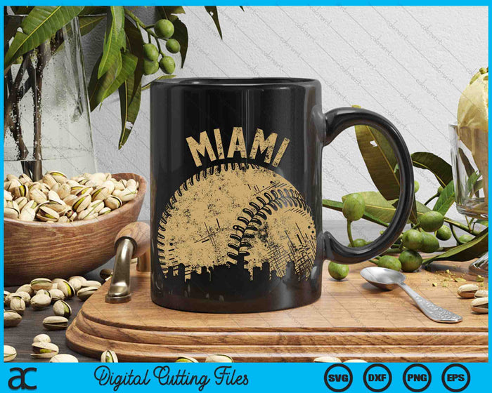 Miami Baseball Skyline Player Coach Fan SVG PNG Digital Printable Files