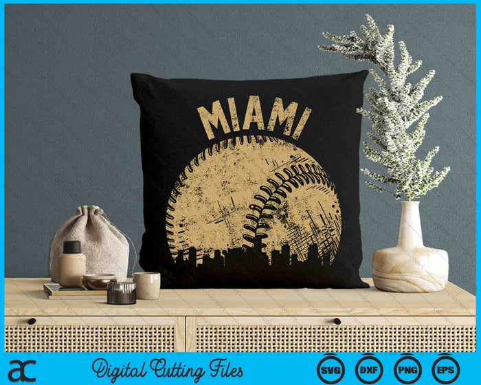 Miami Baseball Skyline Player Coach Fan SVG PNG Digital Printable Files