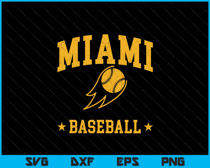 Miami Baseball Vintage Gameday Retro Baseball Lover SVG PNG Digital Printable Files