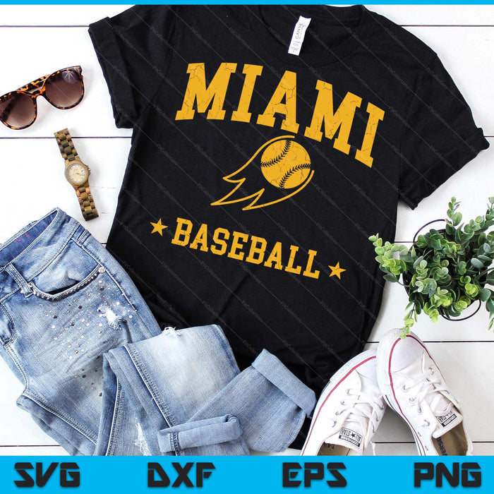 Miami Baseball Vintage Gameday Retro Baseball Lover SVG PNG Digital Printable Files