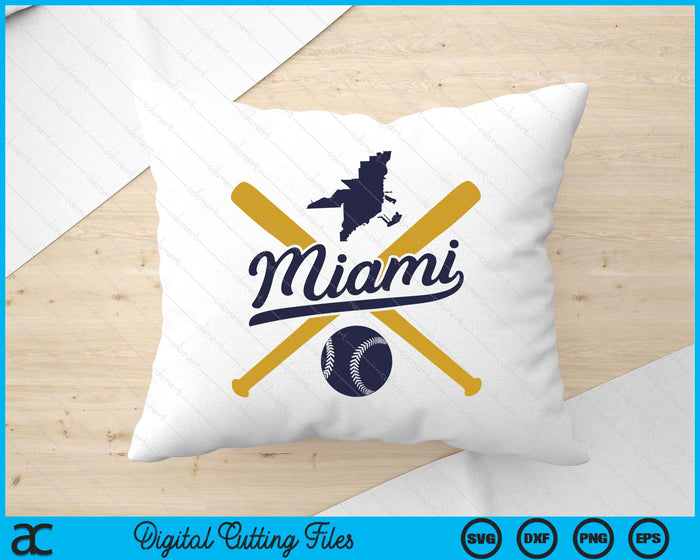 Miami Baseball Vintage Wisconsin Pride Love City SVG PNG Digital Cutting Files