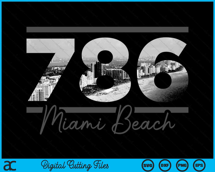 Miami Beach 786 Netnummer Skyline Florida Vintage SVG PNG digitale snijbestanden