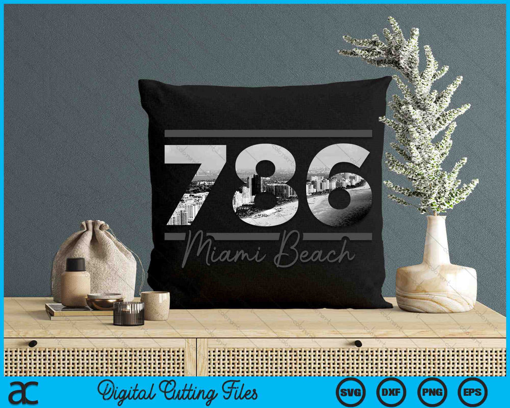 Miami Beach 786 Area Code Skyline Florida Vintage SVG Cutting Files ...