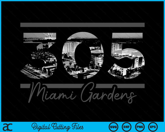 Miami Gardens 305 Netnummer Skyline Florida Vintage SVG PNG digitale snijbestanden