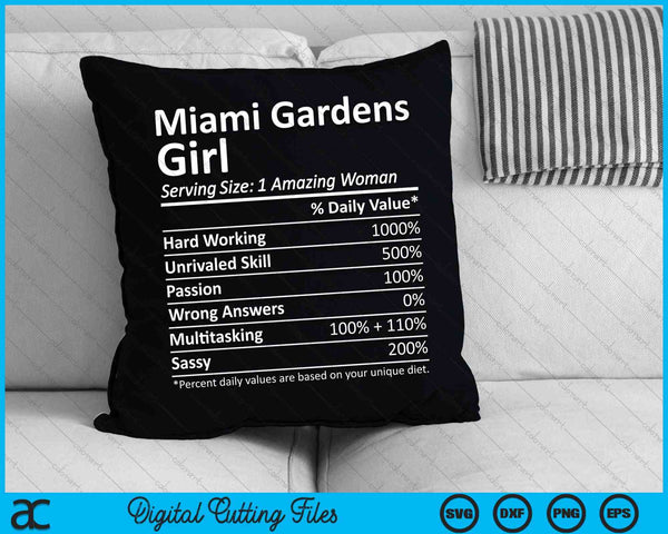 Miami Gardens Girl FL Florida Funny City Home Roots SVG PNG Archivos de corte digital